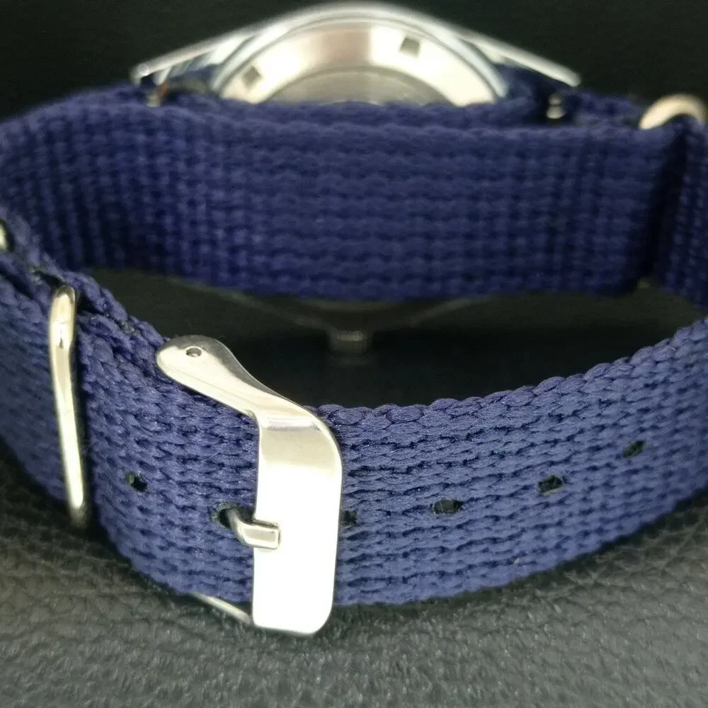 Vintage 1986 Citizen Automatic Mens Silver Watch W/daydate & Blue accents